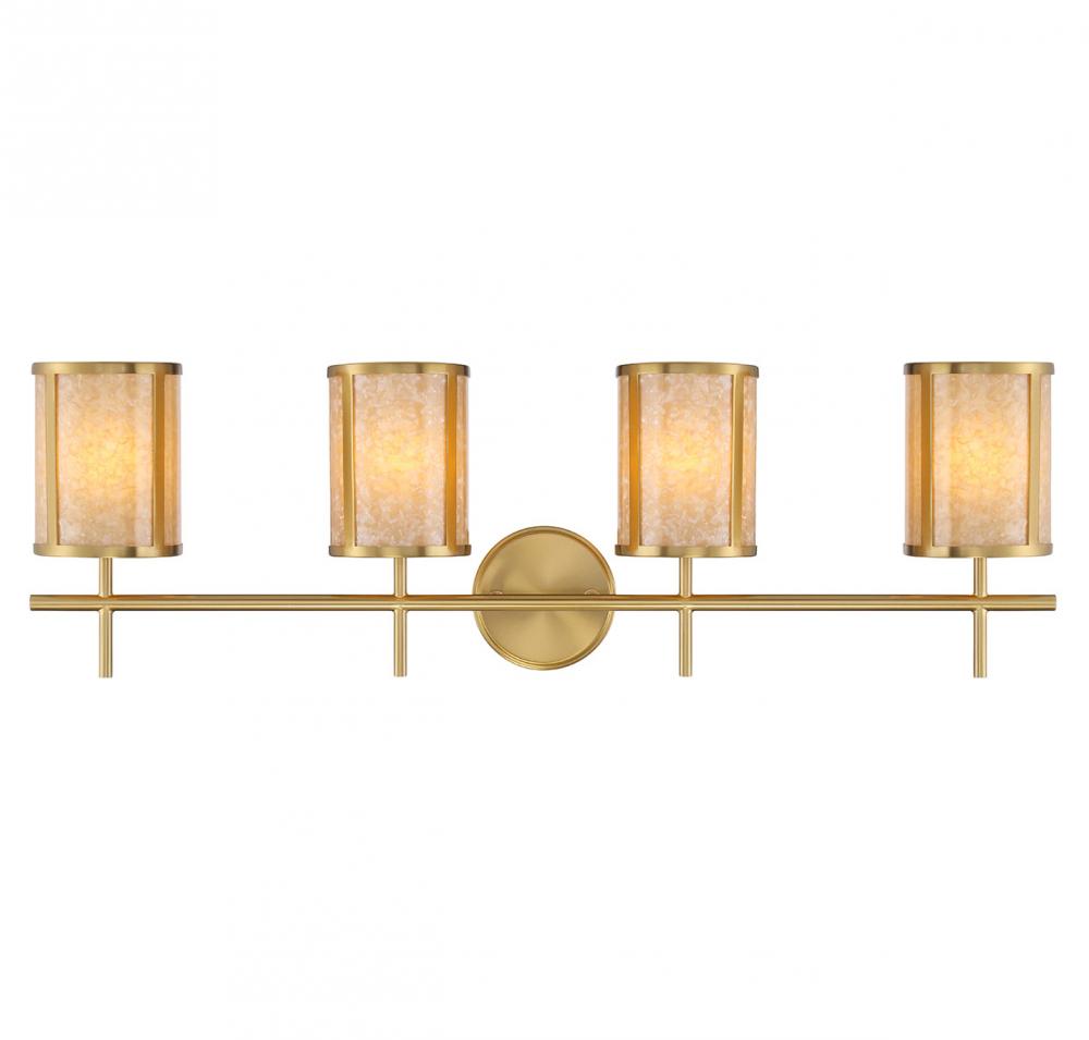 Camden 4-Light Bathroom Vanity Light in Warm Brass