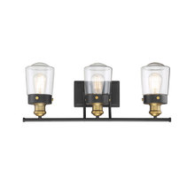  8-2069-3-51 - Macauley 3-Light Bathroom Vanity Light in Vintage Black with Warm Brass