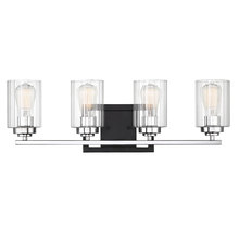  8-2154-4-67 - Redmond 4-Light Bathroom Vanity Light in Matte Black with Polished Chrome Accents