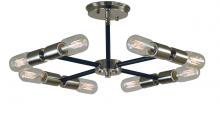  F-L1018 PN/MBLACK - 8-Light Polished Nickel/Matte Black Gyrate Semi-Flush