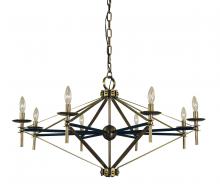  F-L1028 AB/MBLACK - 8-Light Antique Brass/Matte Black Fleurette Chandelier