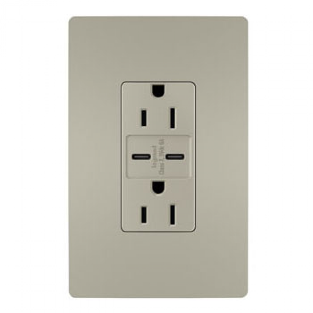 radiant? 15A Tamper-Resistant Ultra-Fast USB Type C/C Outlet, Nickel