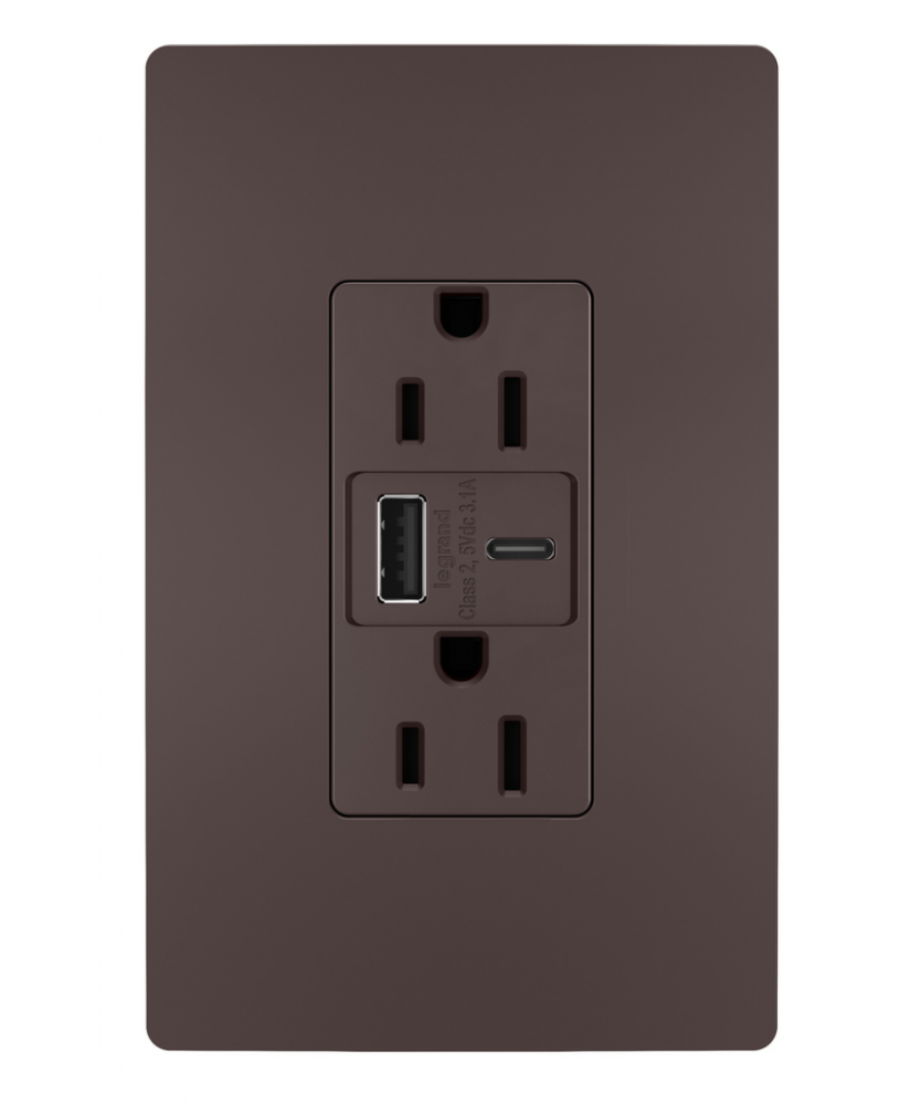 radiant? 15A Tamper-Resistant USB Type A/C Outlet, Dark Bronze