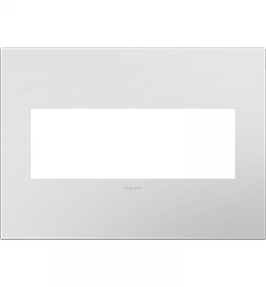 adorne® Powder White Three-Gang Screwless Wall Plate with Microban®