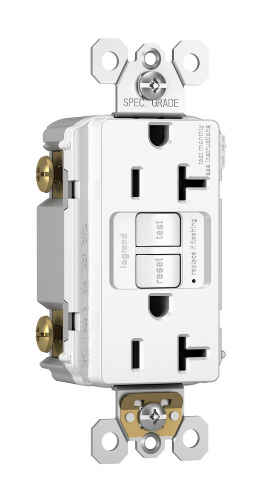 radiant? Spec Grade 20A Tamper Resistant Self Test GFCI Receptacle, NAFTA Compliant, White