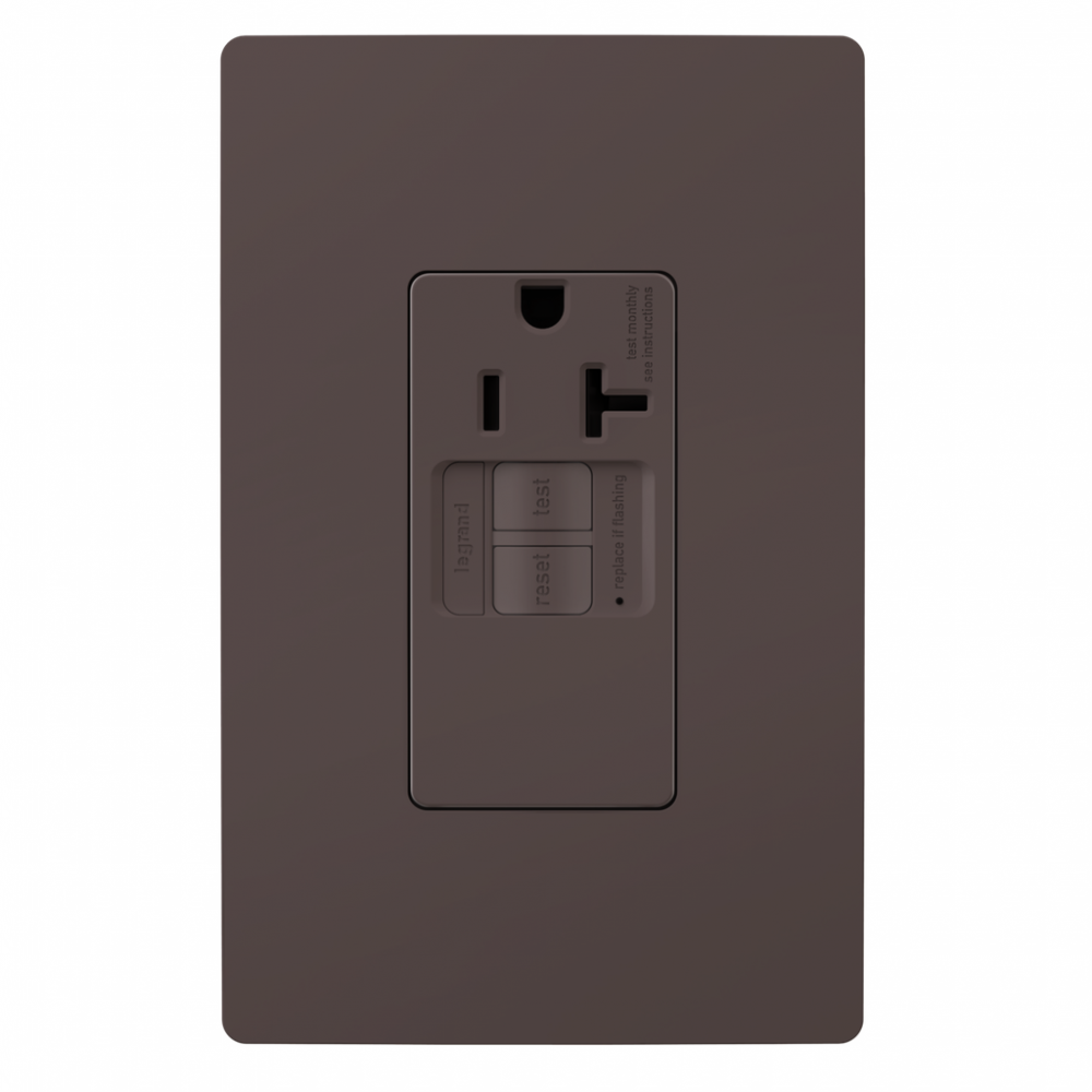 radiant? 20A Tamper-Resistant Self-Test Simplex GFCI Outlet, Brown