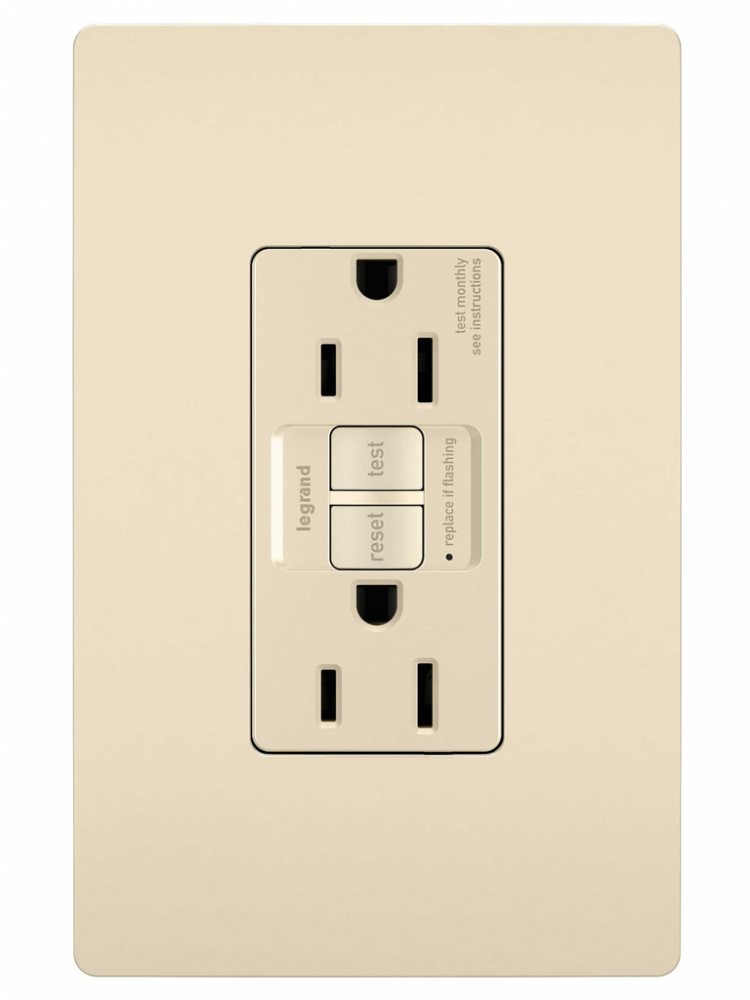 radiant? Spec Grade 15A Self Test GFCI Receptacle, Light Almond