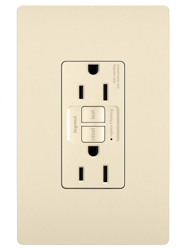 radiant? Spec Grade 15A Tamper Resistant Self Test GFCI Receptacle, Light Almond