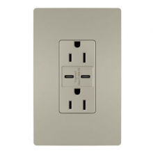  R26USBCC6NICCV4 - radiant? 15A Tamper-Resistant Ultra-Fast USB Type C/C Outlet, Nickel