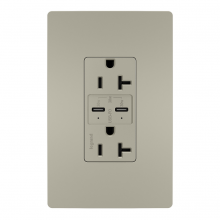  TR20USBPDNI - radiant? 20A Tamper Resistant Ultra Fast PLUS Power Delivery USB Type C/C Outlet, Nickel