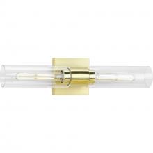  P300300-012 - Clarion Collection Two-Light Satin Brass Clear and Glass Modern Style Bath Vanity Wall Light