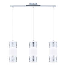  200228A - 3x60W Multi Light Pendant w/ Chrome Finish & Matte White Glass w/ Décor