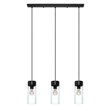  202128A - 3x60W Multi-Light Linear Pendant w/ Matte Black Finish and Clear Glass