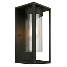  203031A - 1x60W Outdoor Wall Light With Matte Black Finish & Clear Glass