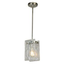  203995A - 1x60W Mini Pendant w/ Polished Nickel Finish & Clear Hand Sculpted Glass