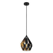 Eglo 204241A - 1 LT Geometric Pendant Matte Black and Gold Leaf Finish - 60W A19 Bulb