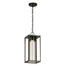  204708A - Walker Hill - Outdoor Pendant Light Matte Black With Clear Seedy Glass 8W LED