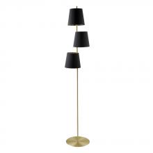  205302A - Almeida 2 - 3 LT Floor Lamp Brushed Brass Finish With Black Exterior and Gold Interior Shades