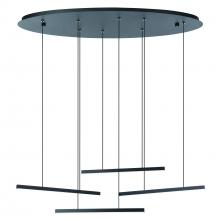  205646A - Integrated LED 4 Lt Pendant With a Matte Black Finish and Matte Black light bars