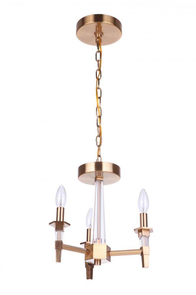 Tarryn 3 Light Convertible Semi Flush in Satin Brass