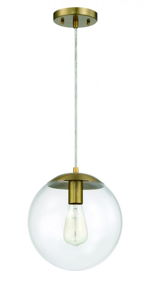 Gaze 1 Light 10" Pendant in Satin Brass