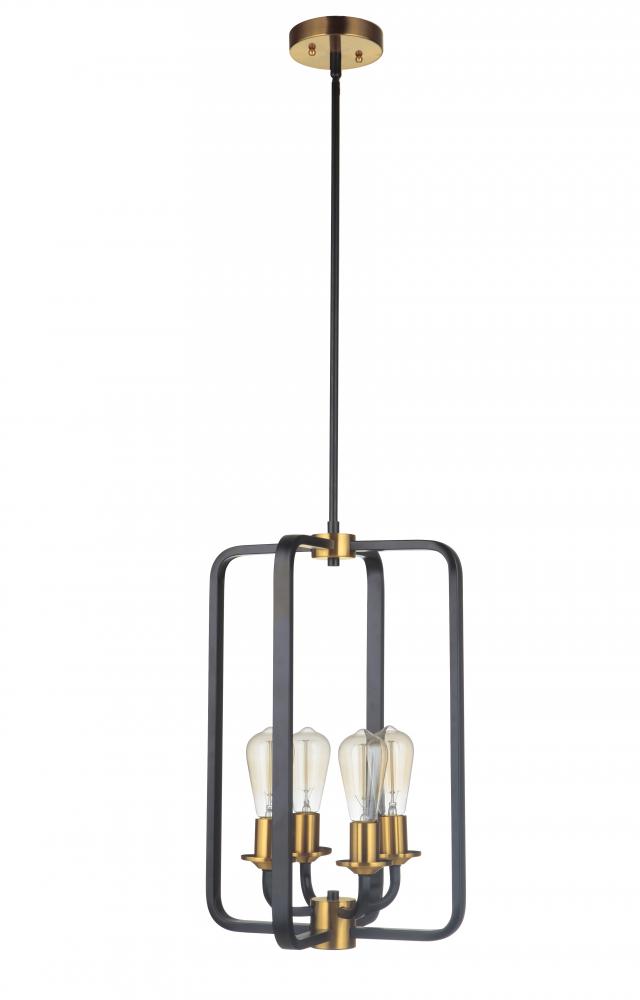 Randolph 4 Light Foyer in Flat Black/Satin Brass