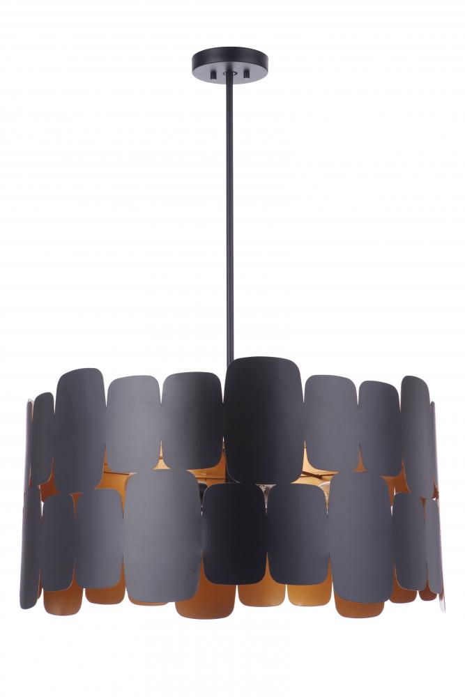 Sabrina 5 Light Pendant in Flat Black/Gold Luster