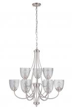  49929-BNK - Serene 9 Light Chandelier in Brushed Polished Nickel