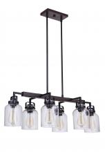  53676-FBDT - Foxwood 6 Light Island in Flat Black/Dark Teak