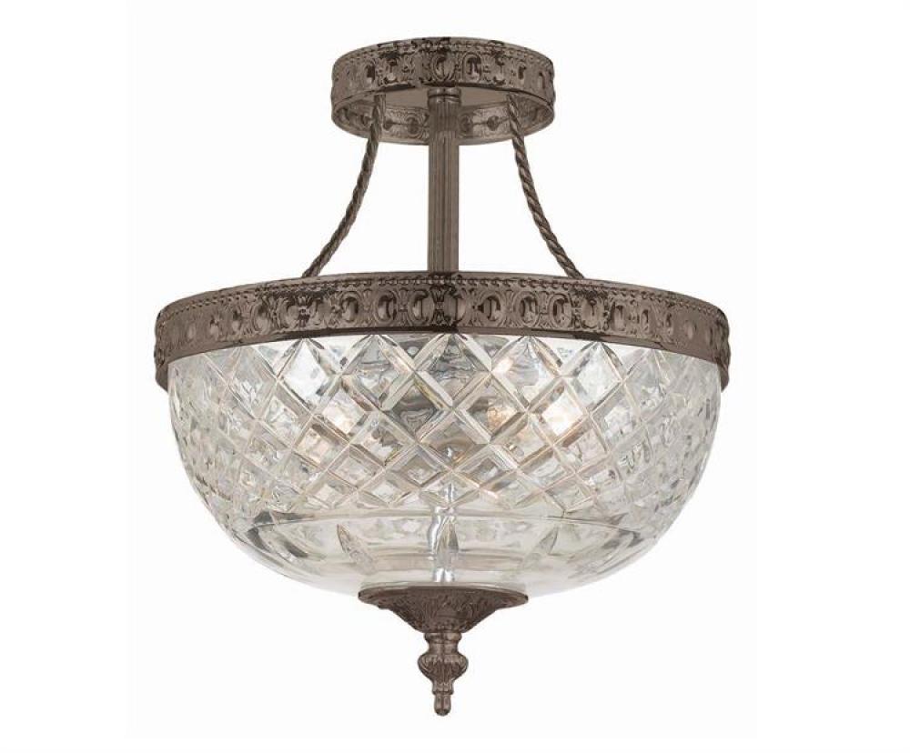 Crystorama 3 Light Bronze Crystal Ceiling Mount