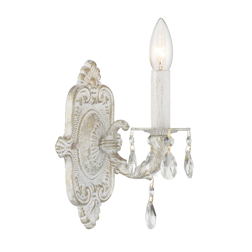 Paris Market 1 Light Swarovski Strass Crystal Antique White Sconce