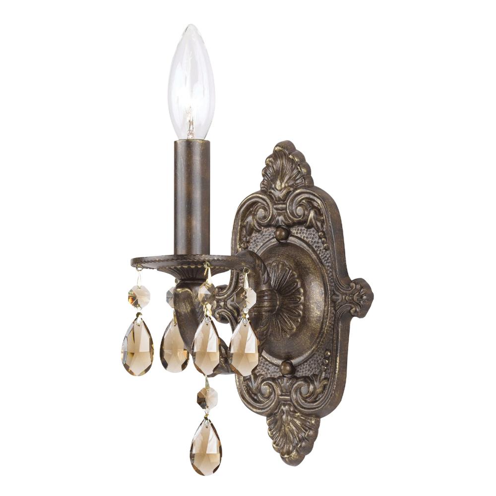 Paris Market 1 Light Golden Teak Swarovski Strass Crystal Venetian Bronze Sconce