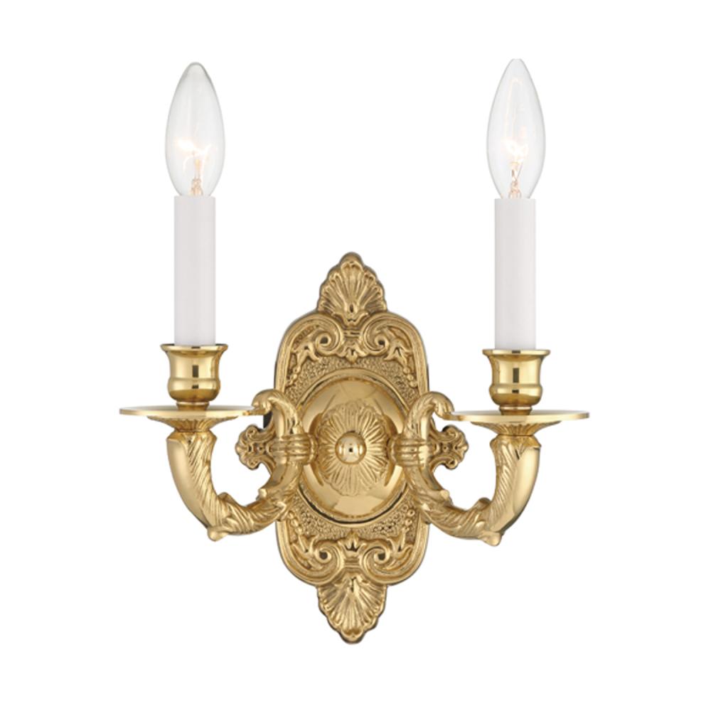 Crystorama 2 Light Polished Brass Cast Sconce