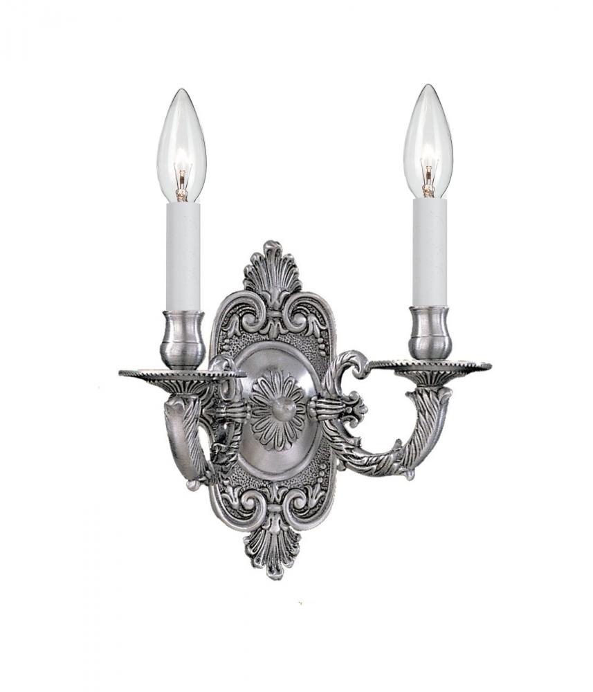 Crystorama 2 Light Pewter Cast Brass Sconce