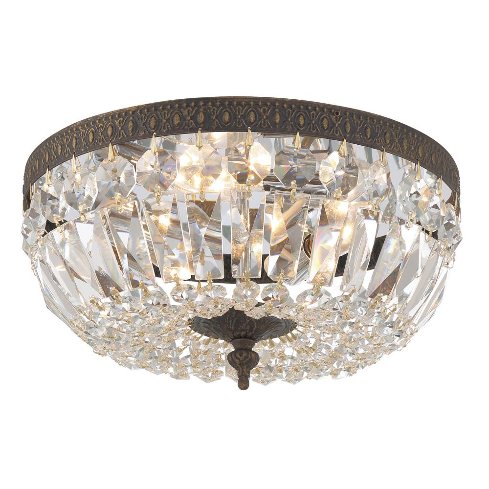 Crystorama 3 Light Hand Cut Crystal English Bronze Flush Mount