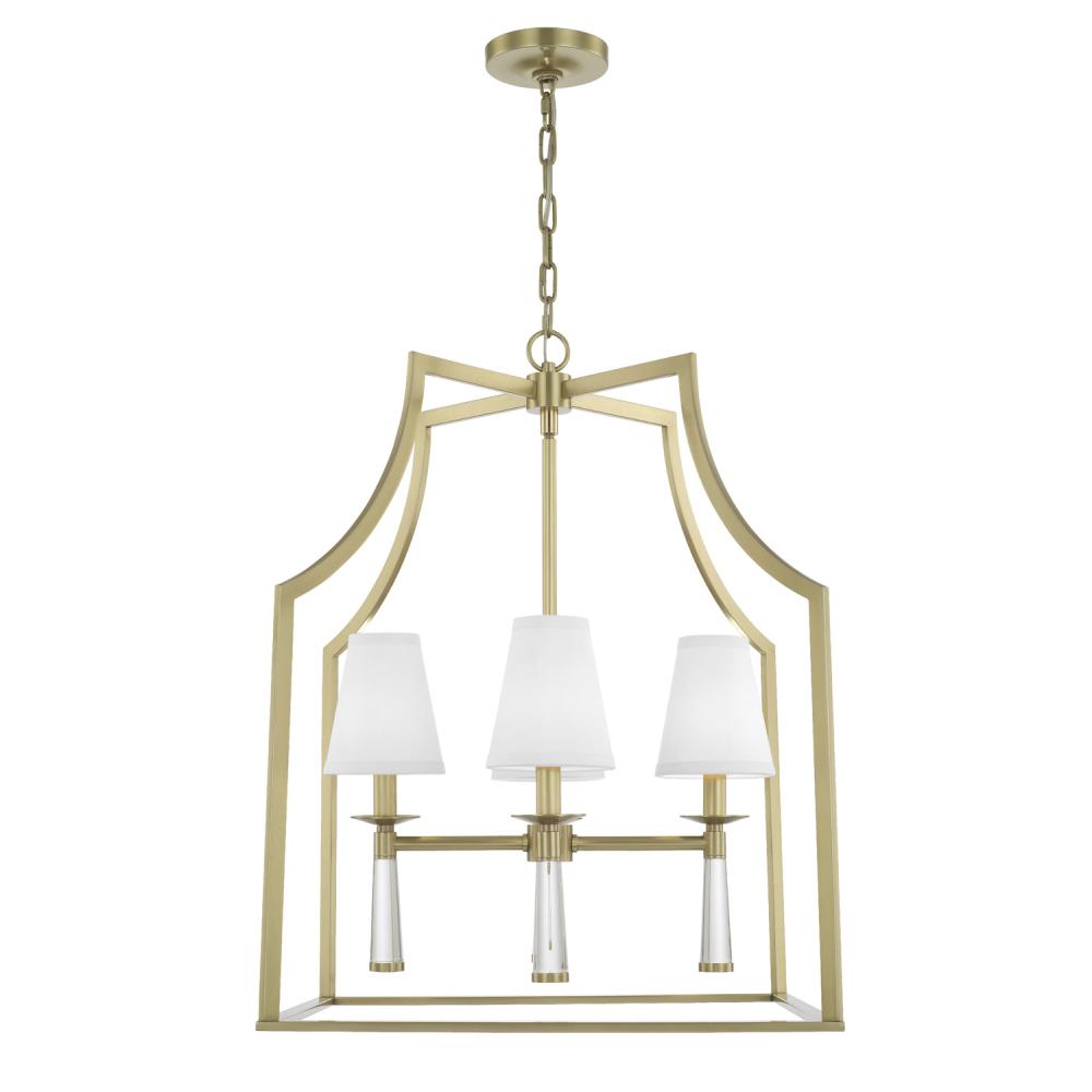 Baxter 4 Light Aged Brass Lantern Chandelier