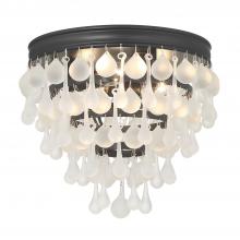  135-MK-FR - Calypso 3 Light Crystal Teardrop Matte Black Flush Mount