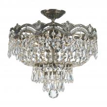  1483-HB-CL-S - Majestic 3 Light Swarovski Strass Crystal Historic Brass Semi Flush Mount