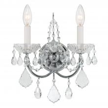  3222-CH-CL-I - Imperial 2 Light Clear Italian Crystal Polished Chrome Sconce