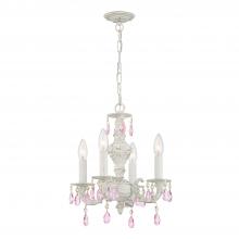  5024-AW-RO-MWP - Paris Market 4 Light Rose Crystal Antique White Mini Chandelier