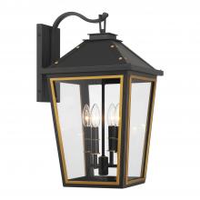  HAW-603-MK-TG - Hawkins 4 Light Matte Black + Textured Gold Outdoor Sconce