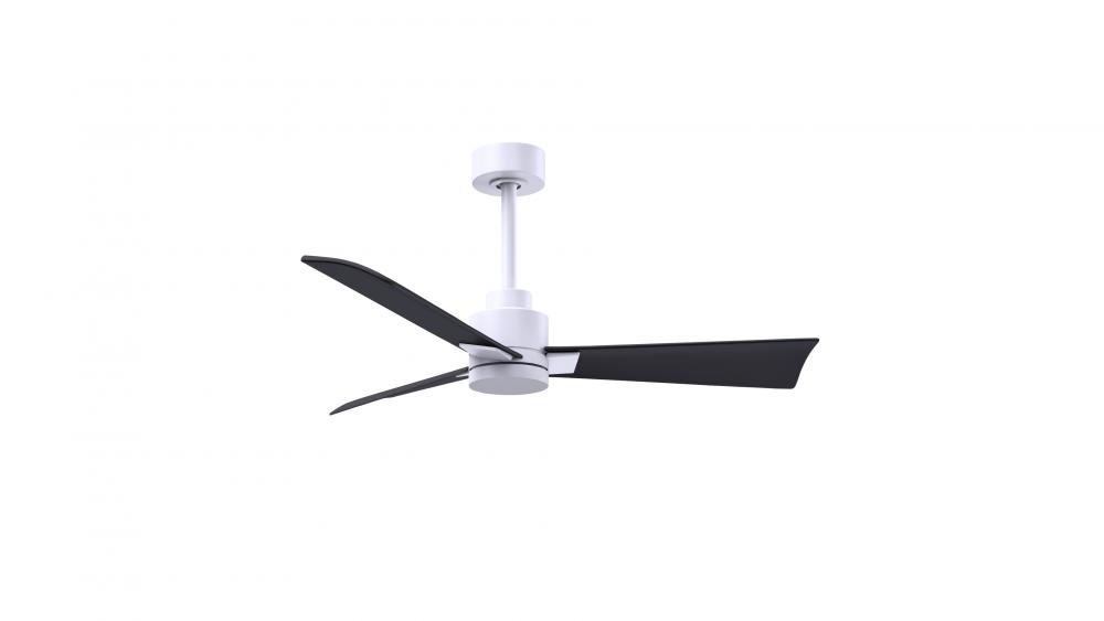 Alessandra 3-blade transitional ceiling fan in matte white finish with matte black blades. Optimiz