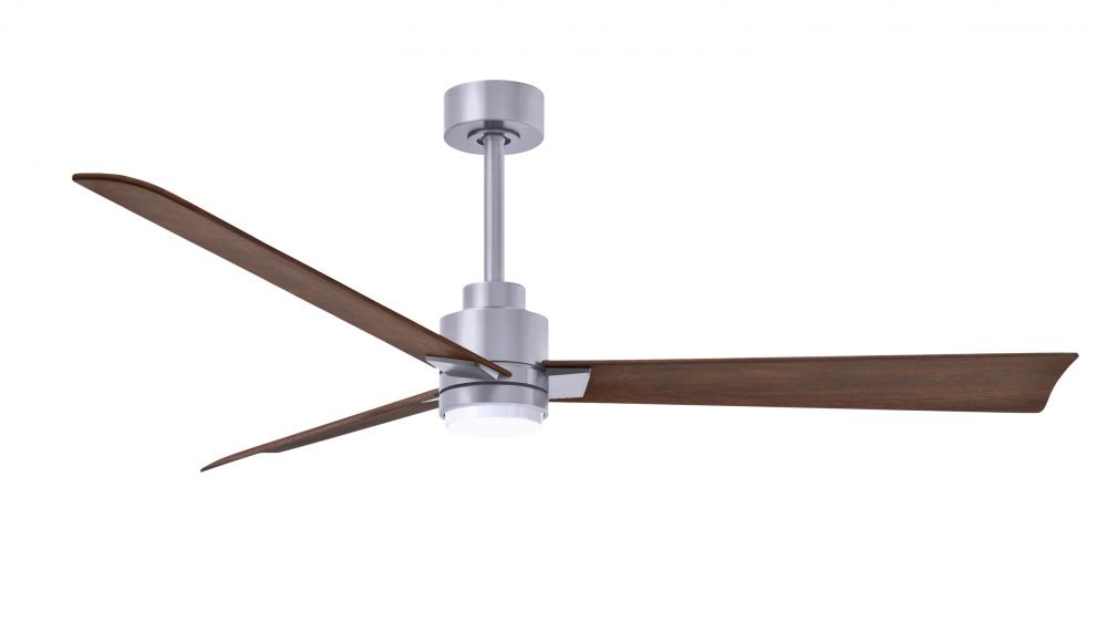 Alessandra 3-blade transitional ceiling fan in brushed nickel finish with walnut blades. Optimized