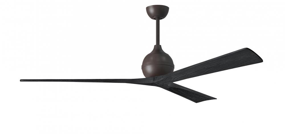 Irene-3 three-blade paddle fan in Textured Bronze finish with 72" solid matte black wood blade