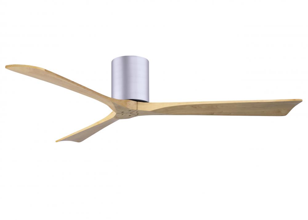 Irene-3H three-blade flush mount paddle fan in Brushed Nickel finish with 60” Light Maple tone b