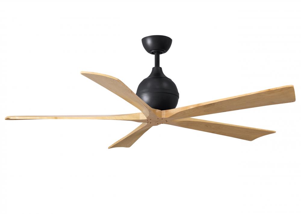 Irene-5 five-blade paddle fan in Matte Black finish with 60" with light maple blades.