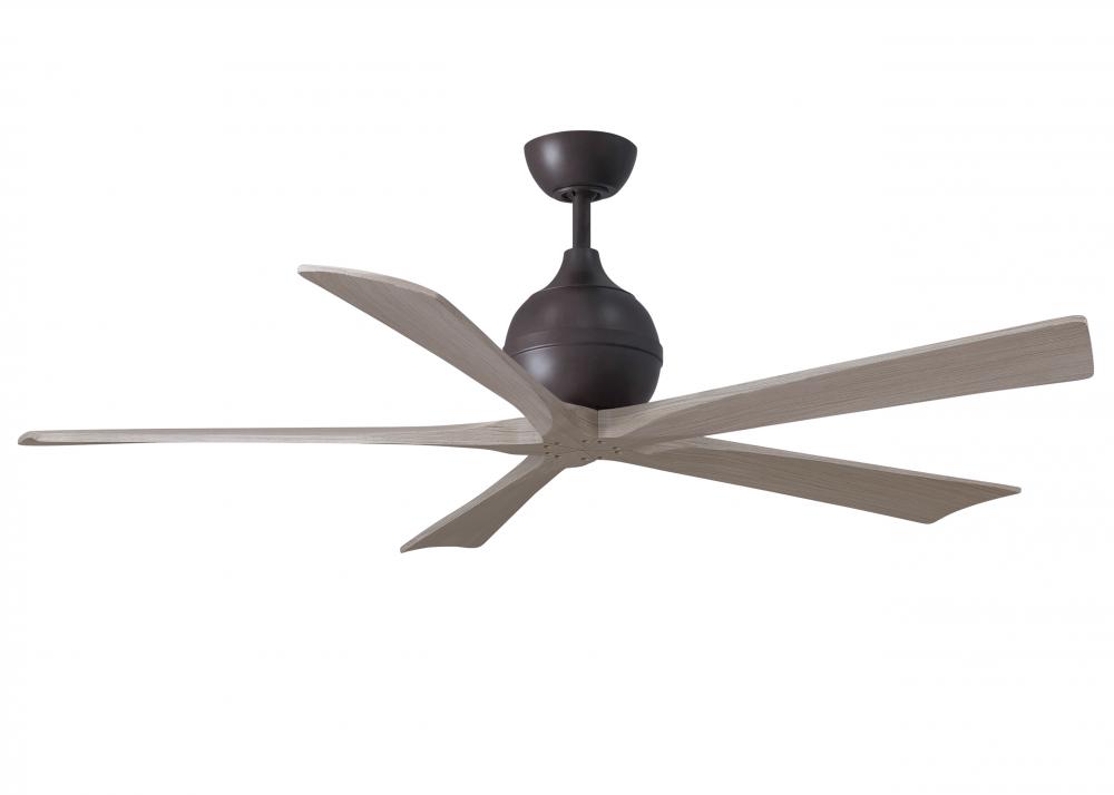 Irene-5 five-blade paddle fan in Textured Bronze finish with 60" with gray ash blades.