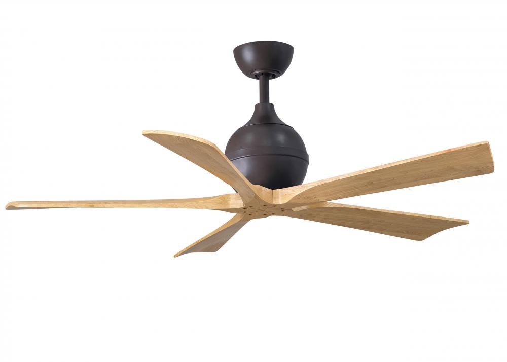Irene-5 five-blade paddle fan in Textured Bronze finish with 52" with light maple blades.