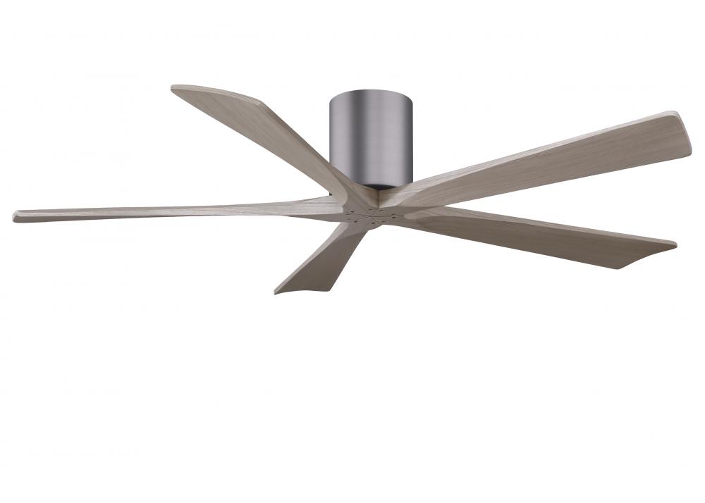 Irene-5H three-blade flush mount paddle fan in Brushed Pewter finish with 60” Gray Ash tone blad