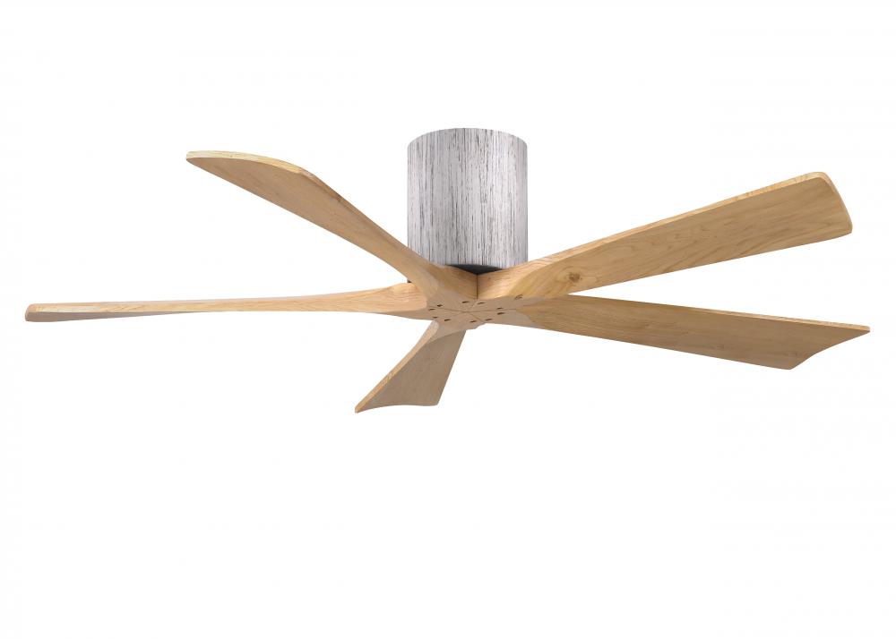Irene-5H three-blade flush mount paddle fan in Barn Wood finish with 52” Light Maple tone blades